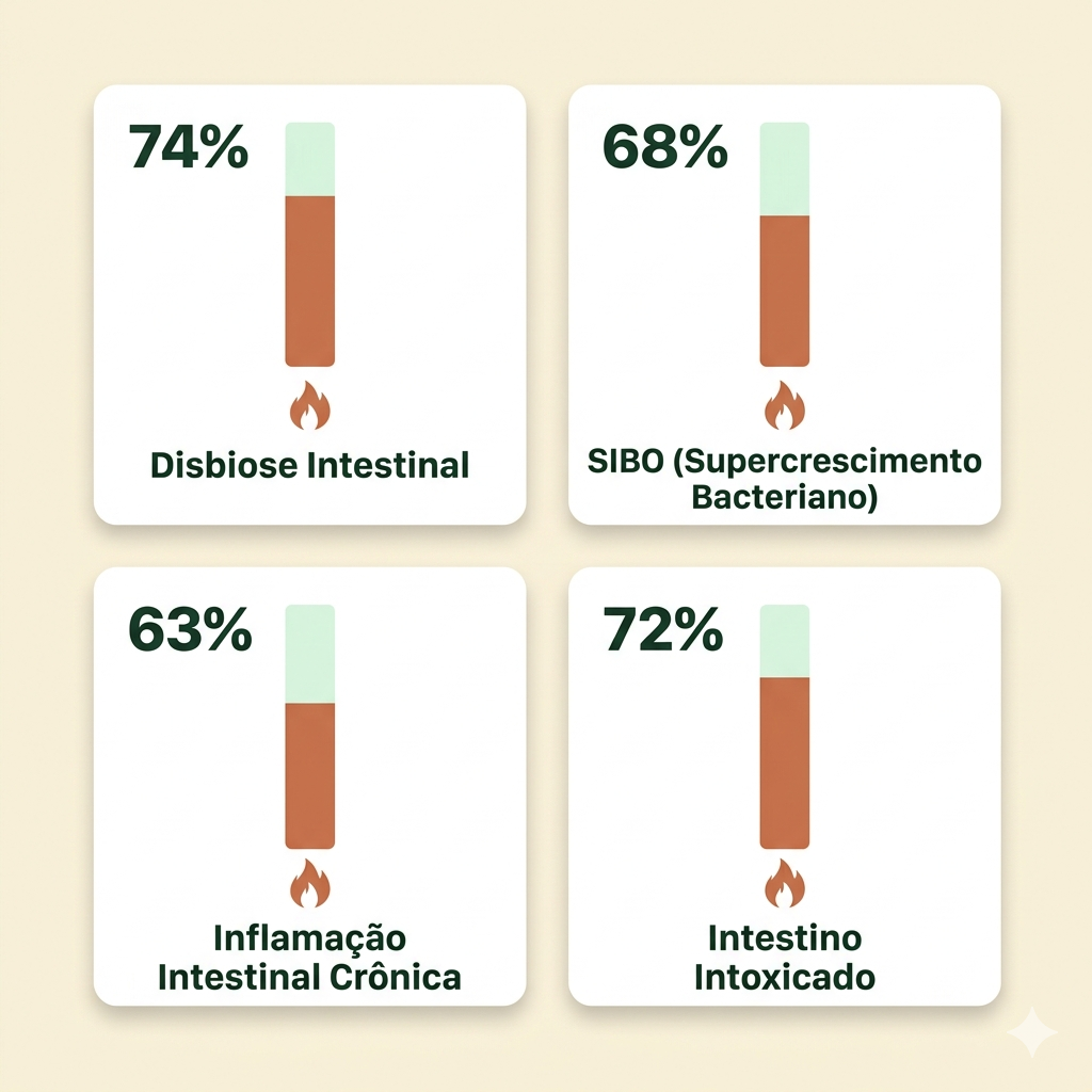 Gráficos demonstrando desequilíbrio bacteriano
